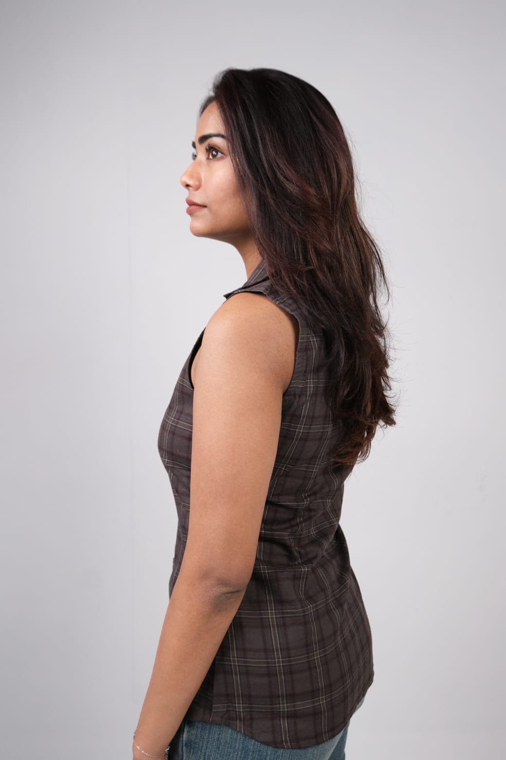 Coal Grid Sleeveless Tailored Shirt thumbnail 3