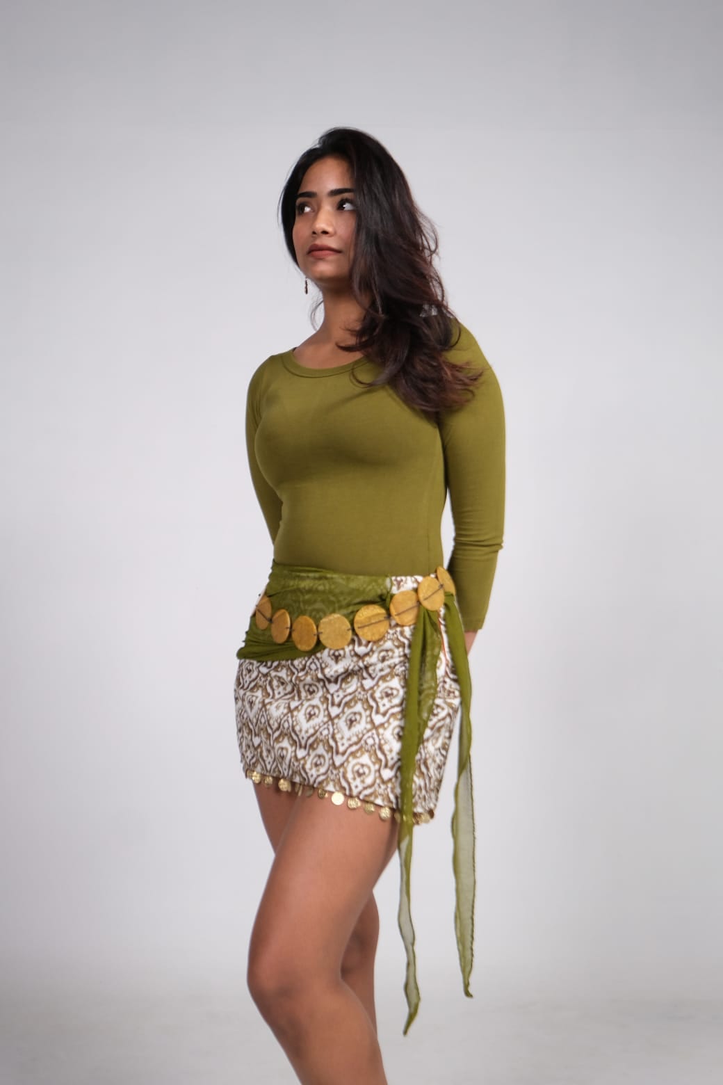 Desert Muse Beaded Wrap Mini Skirt